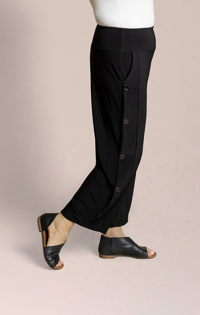 SYMPLI BUTTON UP LANTERN PANT - BLACK