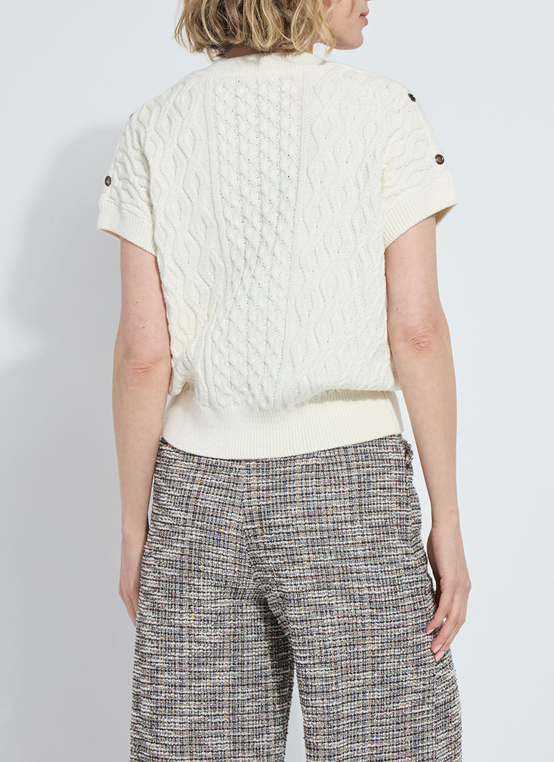LYSSE CLAUDIE EYELET SWEATER VEST - ECRU