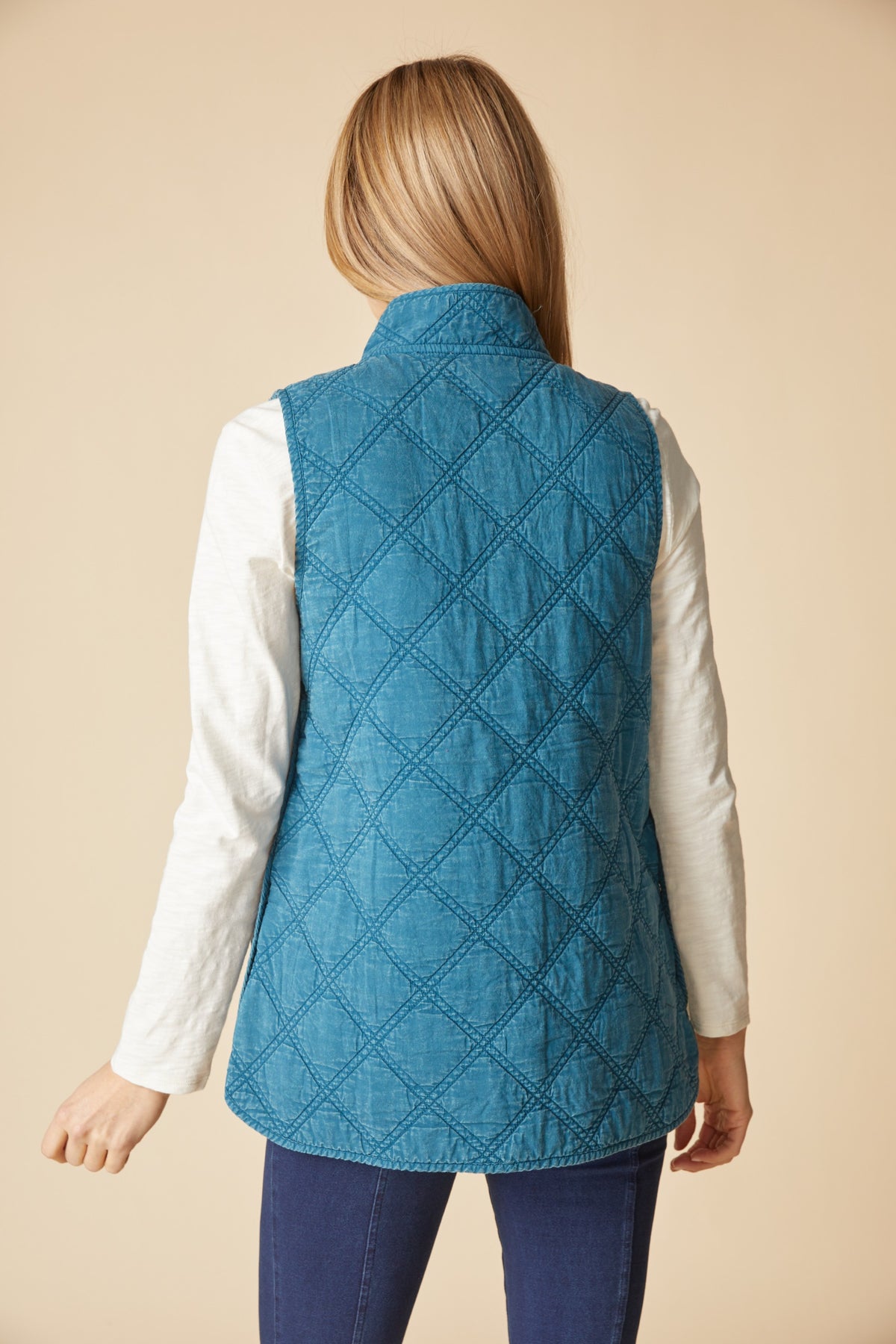 HABITAT QUILTED COTTON WINDJAMMER VEST - LAGOON
