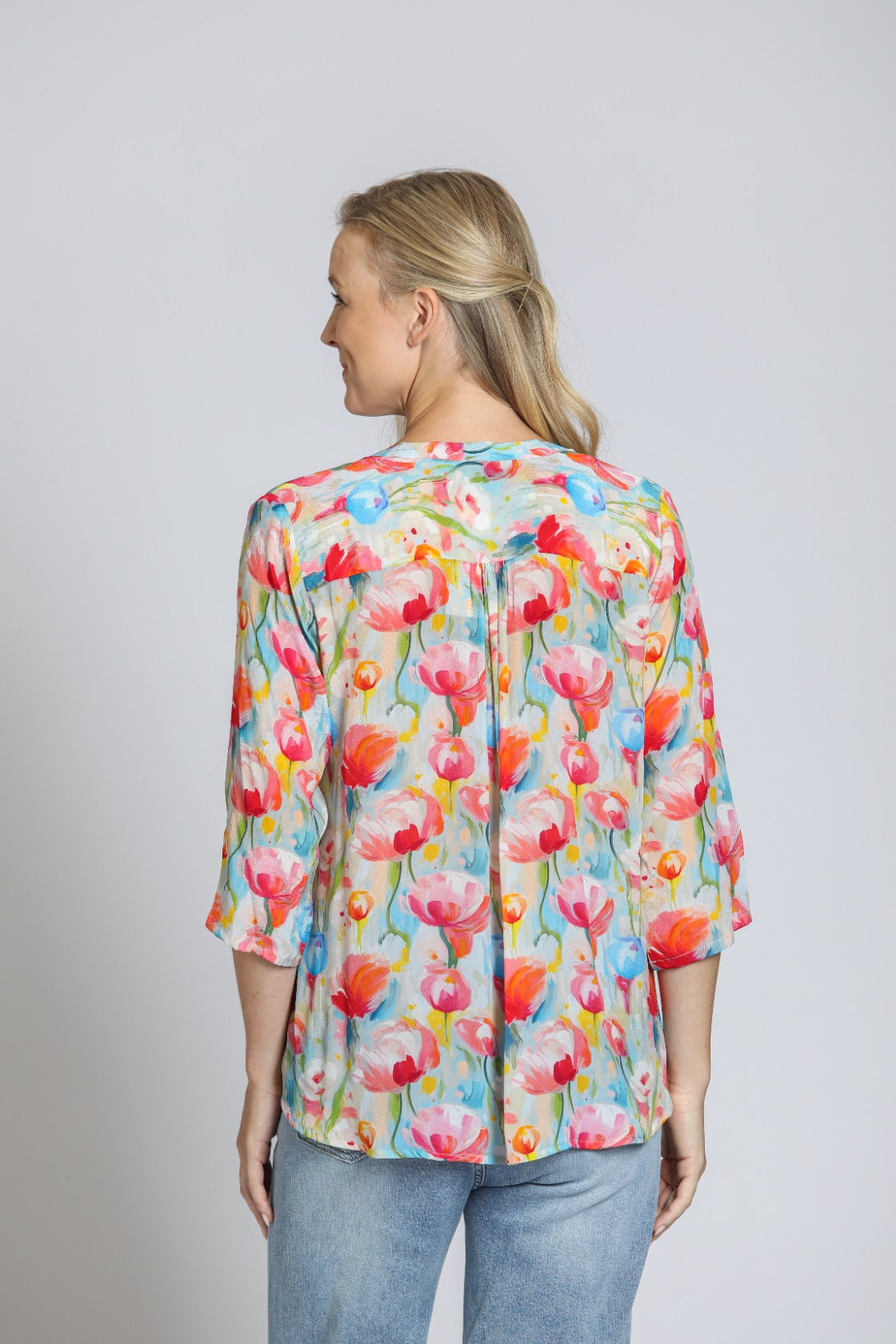 AP NY V-NECK TOP W/ TASSEL - PINK MULTI