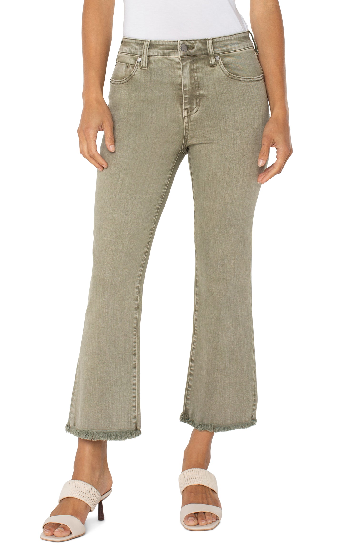 *SALE* LIVERPOOL HANNAH CROP FLARE - OLIVE GREEN