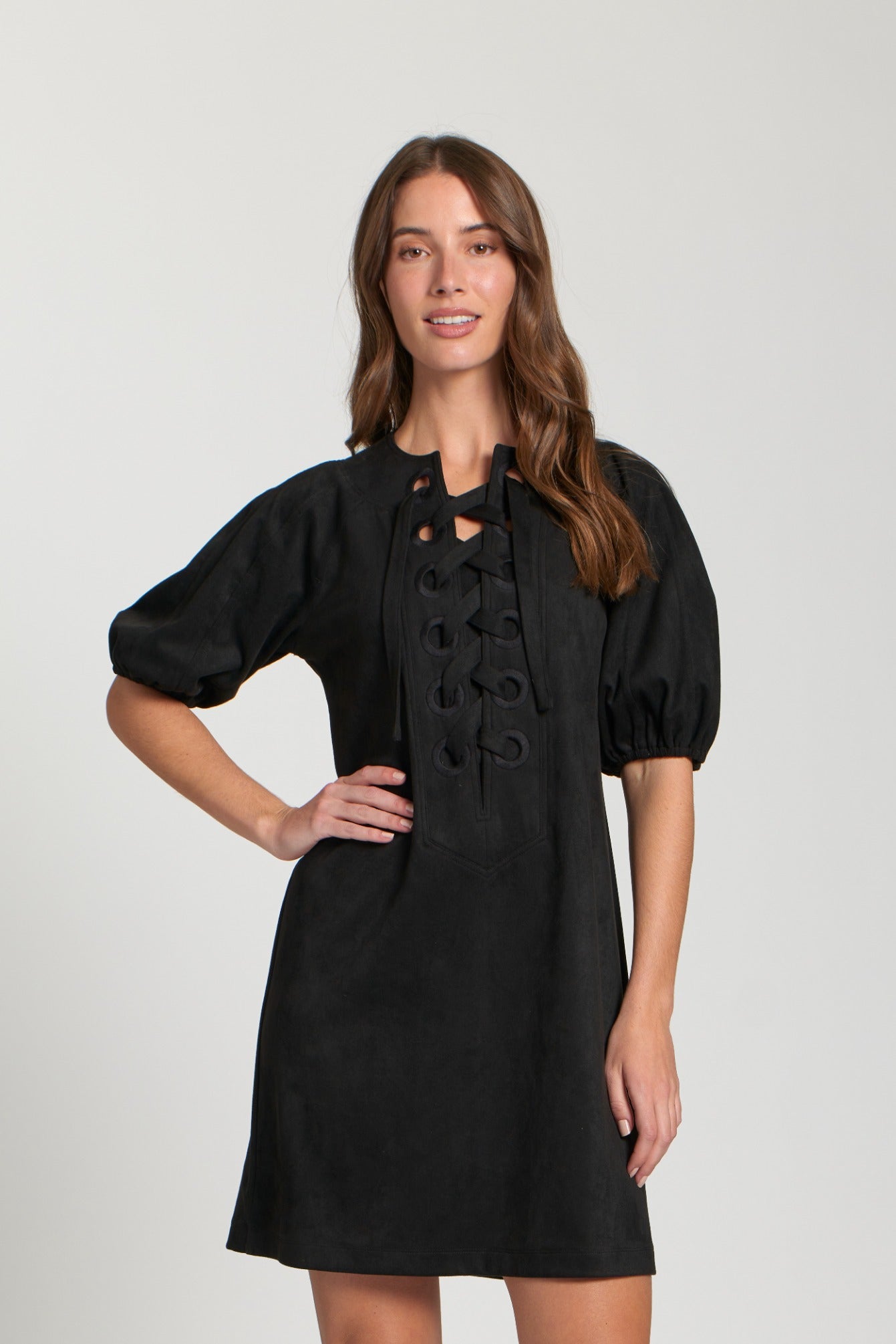 AP NY PUFF SLEEVE DRESS - BLACK