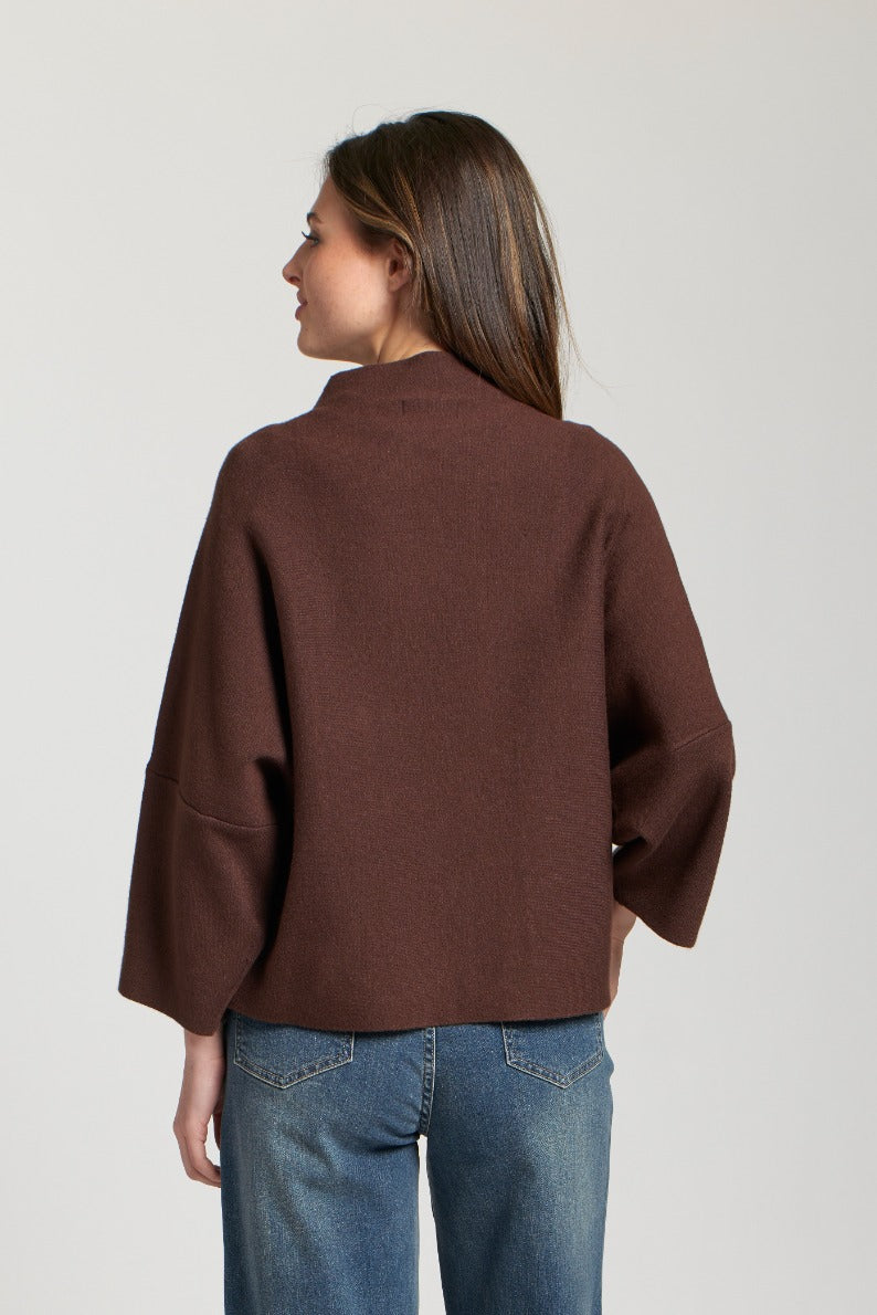 AP NY FUNNEL NECK SWEATER - CHOCOLATE BROWN