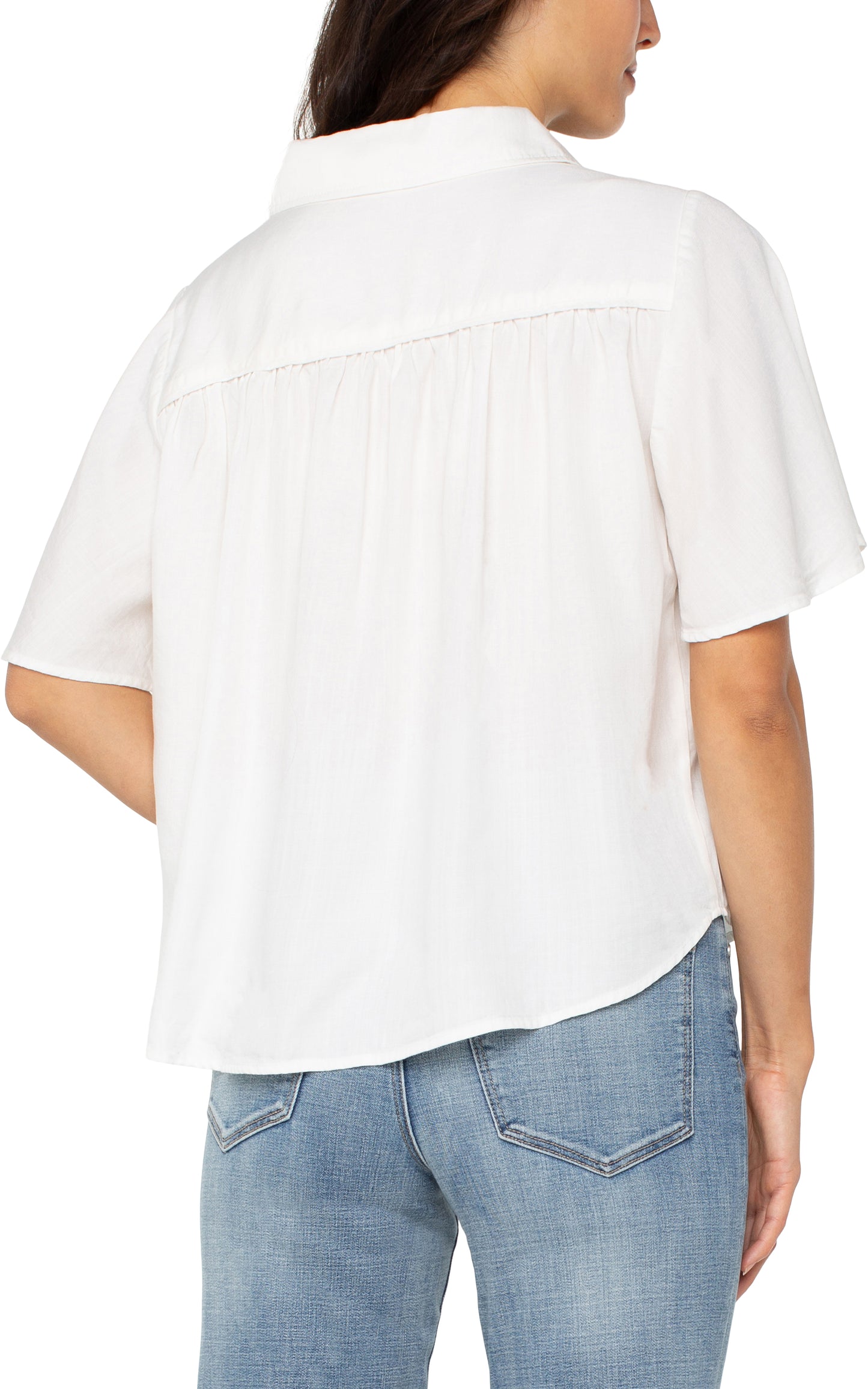 LIVERPOOL 1/2 SLEEVE BUTTON-FRONT BLOUSE - WHITE