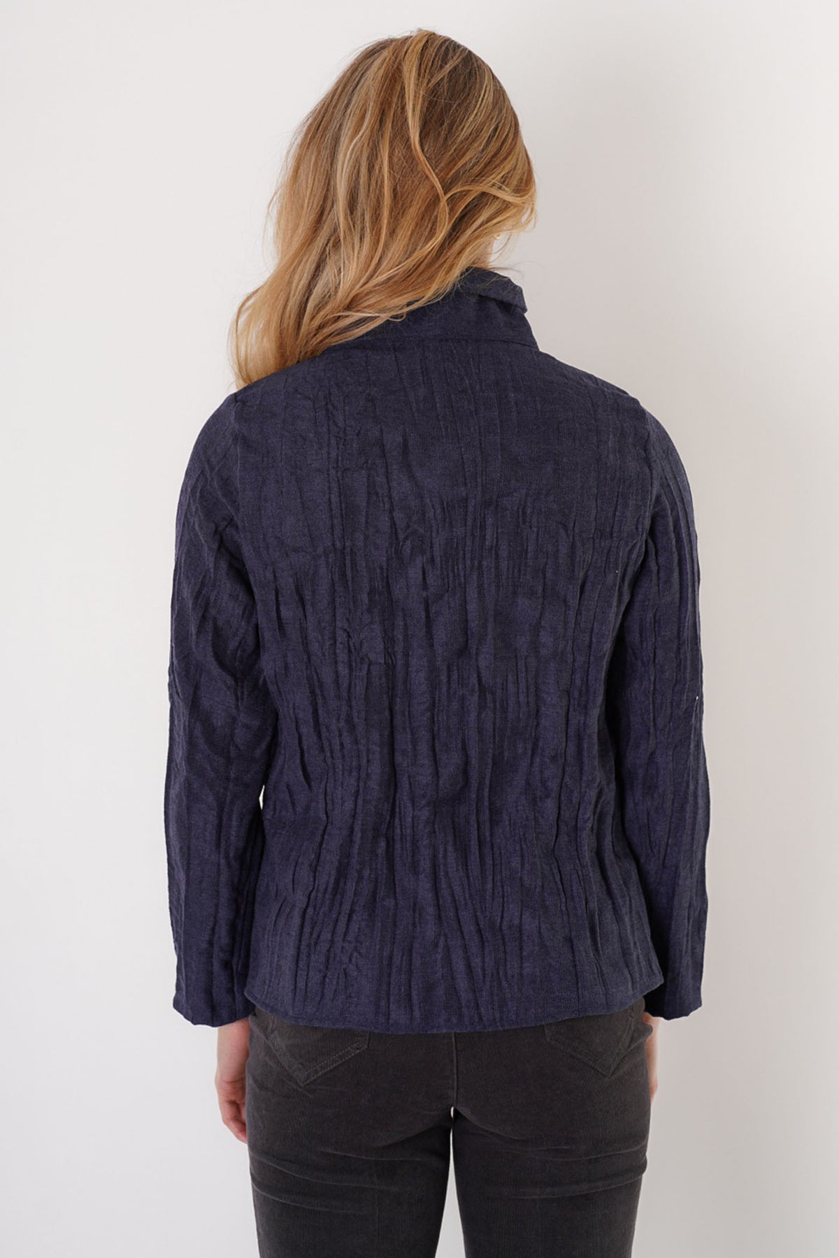 TRISHA TYLER JACKET WITH WIRE COLLAR - NAVY