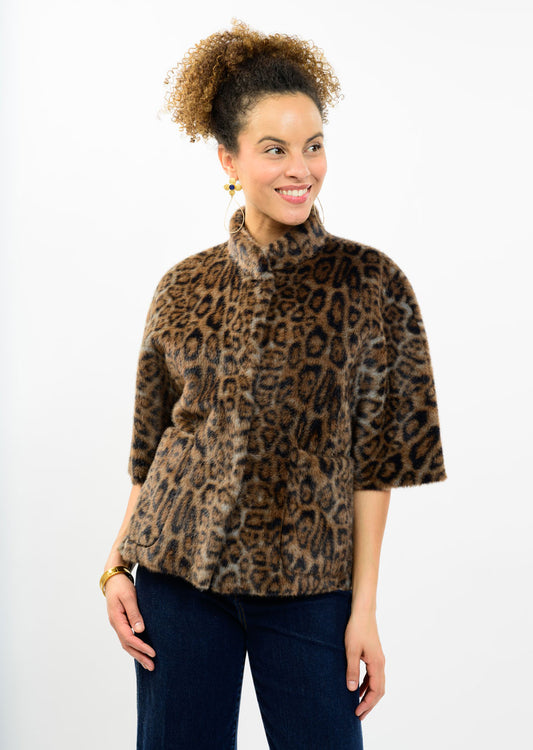IVY JANE FAUX FUR CAPELET - BROWN MULTI