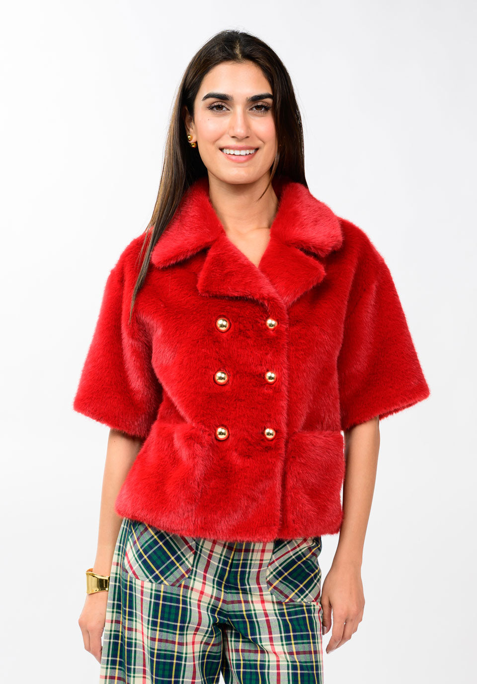 IVY JANE DOUBLE BREASTED CAPE - RED