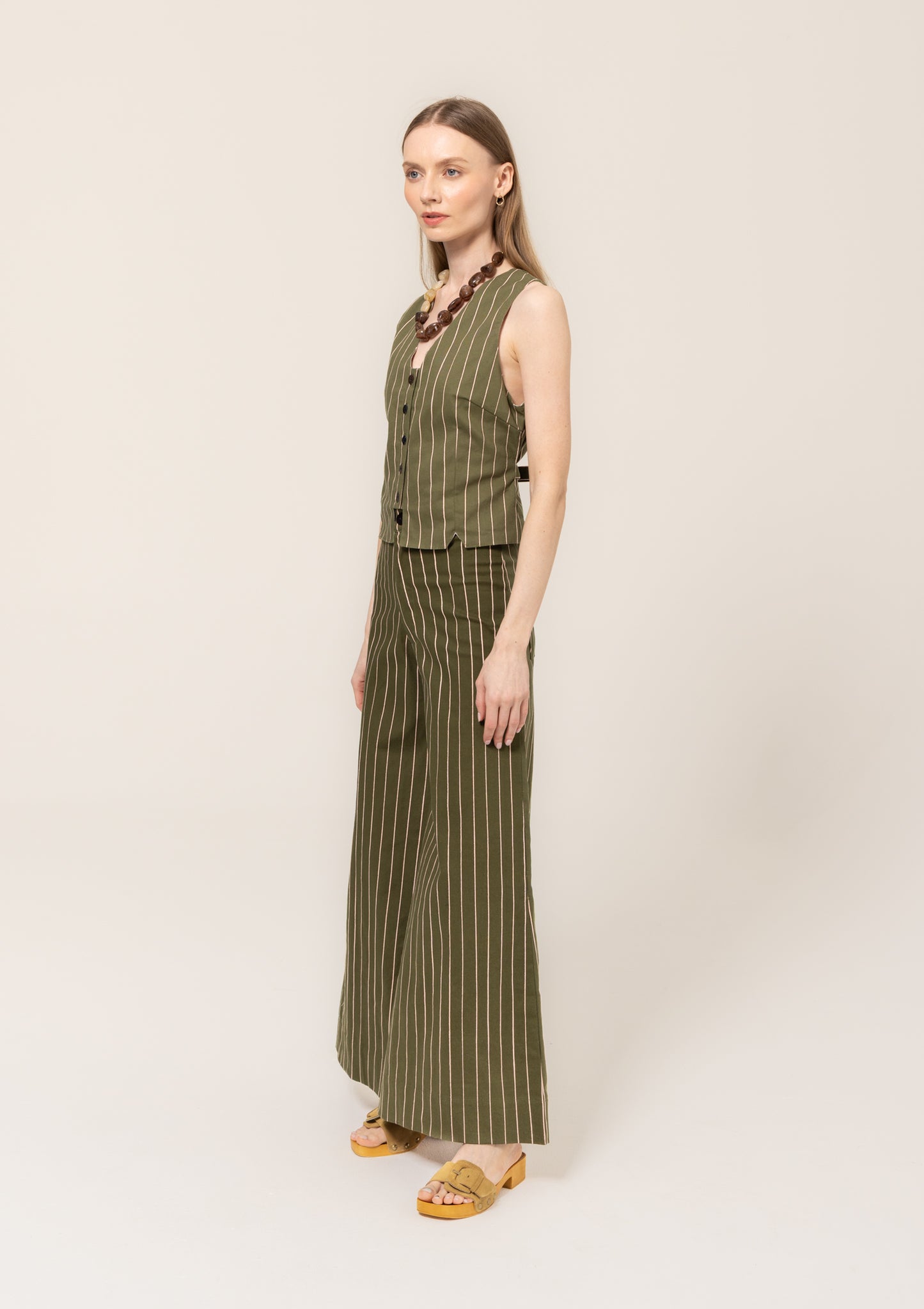 SALE BEL KAZAN SHILOH PANT - SAGE GREEN WITH PINK STRIPE