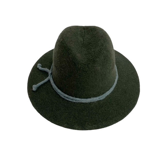 SHIHREEN WOOL FEDORA WITH TIE - OLIVE