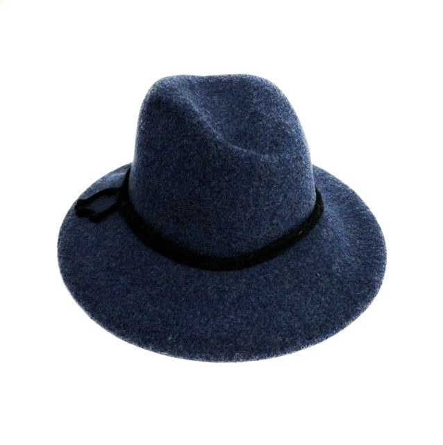 SHIHREEN WOOL FEDORA WITH TIE - DENIM