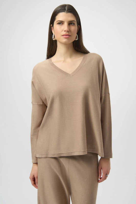 JOSEPH RIBKOFF SEQUINED SWEATER - CHAMPAGNE