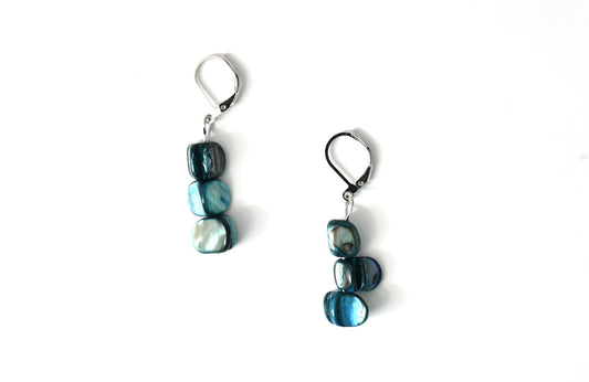 SEA LILY MOTHER OF PEARL TURQUOISE NUGGET EARRINGS - 252101EE