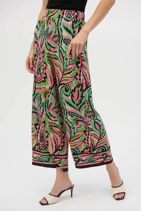 JOSEPH RIBKOFF WOVEN PAISLEY WIDE-LEG PANT - MULTI