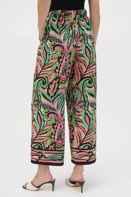 JOSEPH RIBKOFF WOVEN PAISLEY WIDE-LEG PANT - MULTI