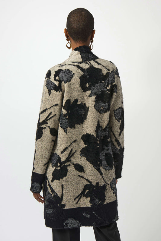 JOSEPH RIBKOFF ABSRACT JACQUARD CARDIGAN - BLACK MULTI
