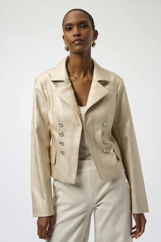 JOSEPH RIBKOFF LEATHERETTE JACKET - GOLD