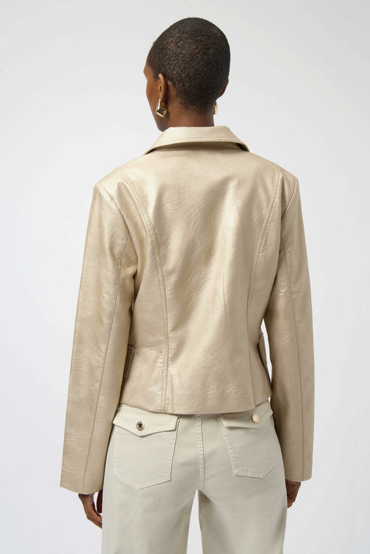 JOSEPH RIBKOFF LEATHERETTE JACKET - GOLD