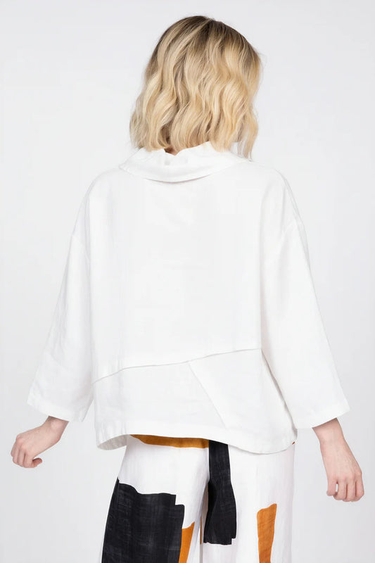 OLIVIA BY HABITAT CROSSROADS COWL-NECK TOP - WHITE