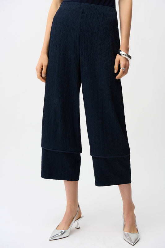 JOSEPH RIBKOFF SEERSUCKER PULL-ON PANT - NAVY