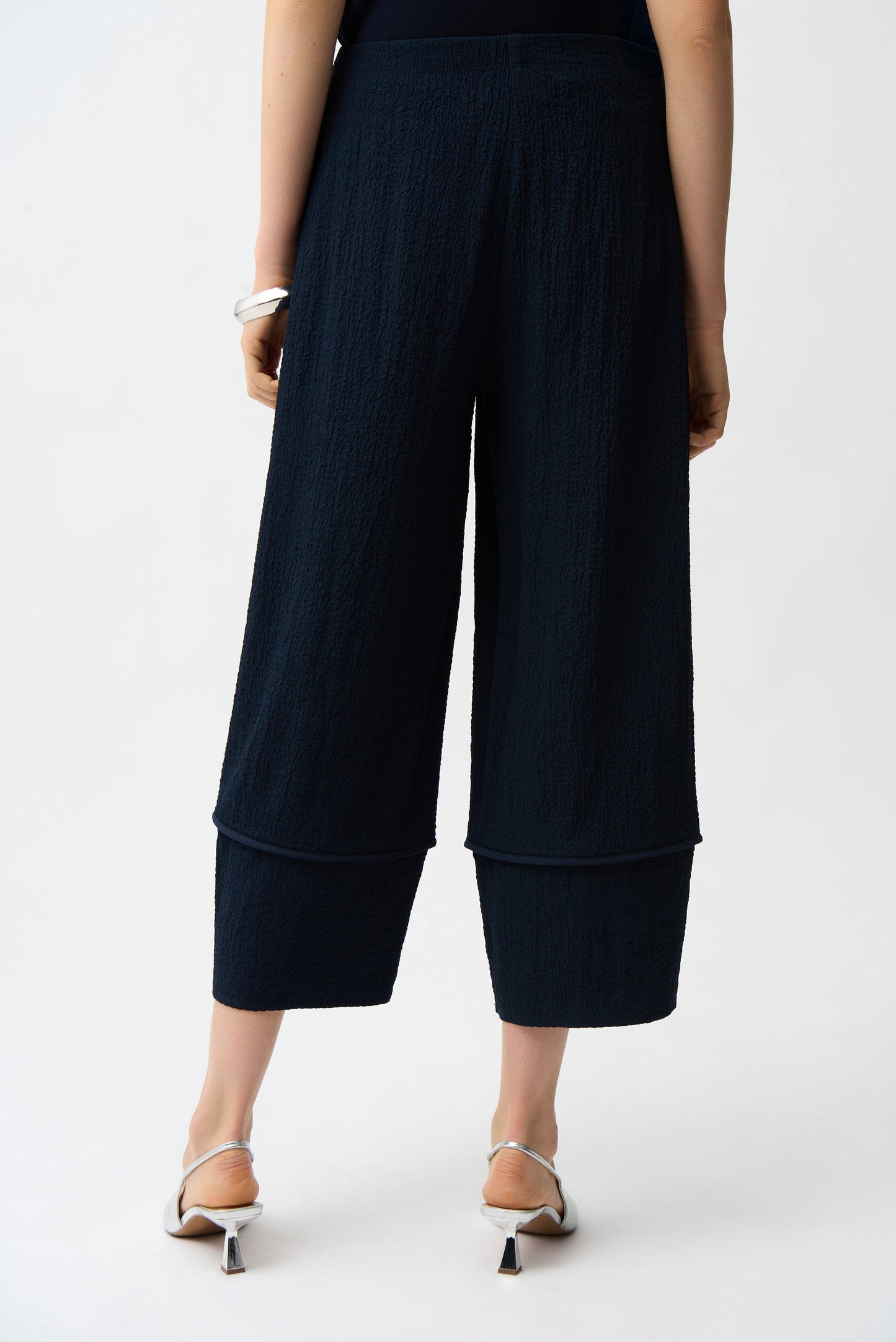 SALE JOSEPH RIBKOFF SEERSUCKER PULL-ON PANT - NAVY
