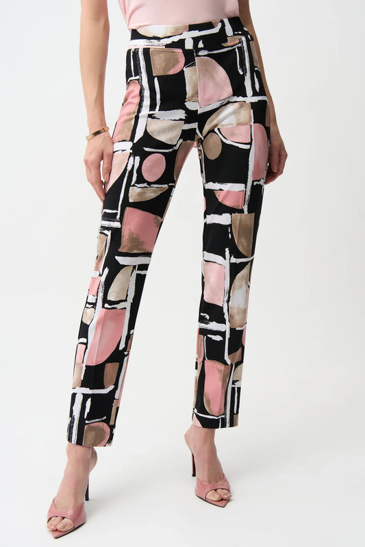 JOSEPH RIBKOFF SILKY KNIT PRINT PANT - PINK MULTI