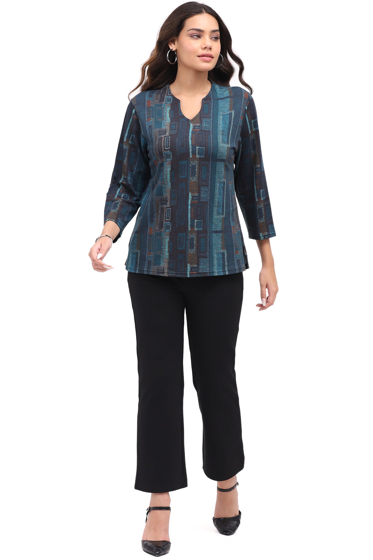 PARSLEY & SAGE JOLENE TOP - BLUE MULTI