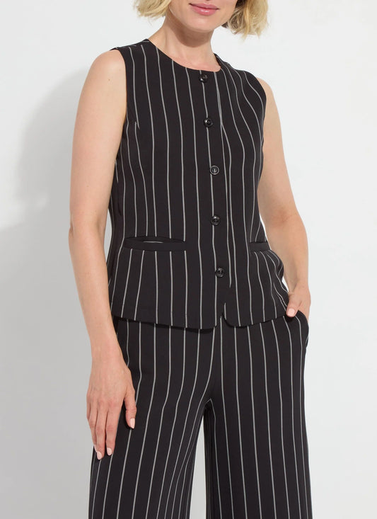 SALE LYSSE AVA TAILORED VEST - BLACK & WHITE