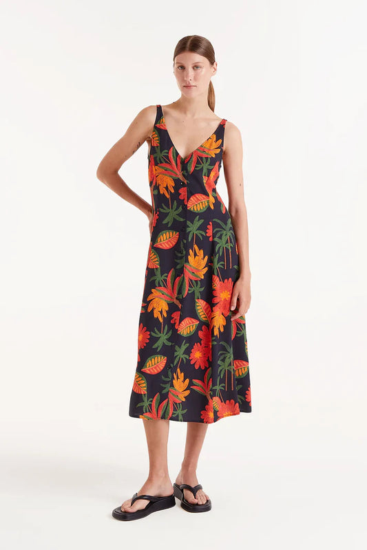 COMPANIA FANTASTICA FARMARA PRINT DRESS - BLACK MULTI