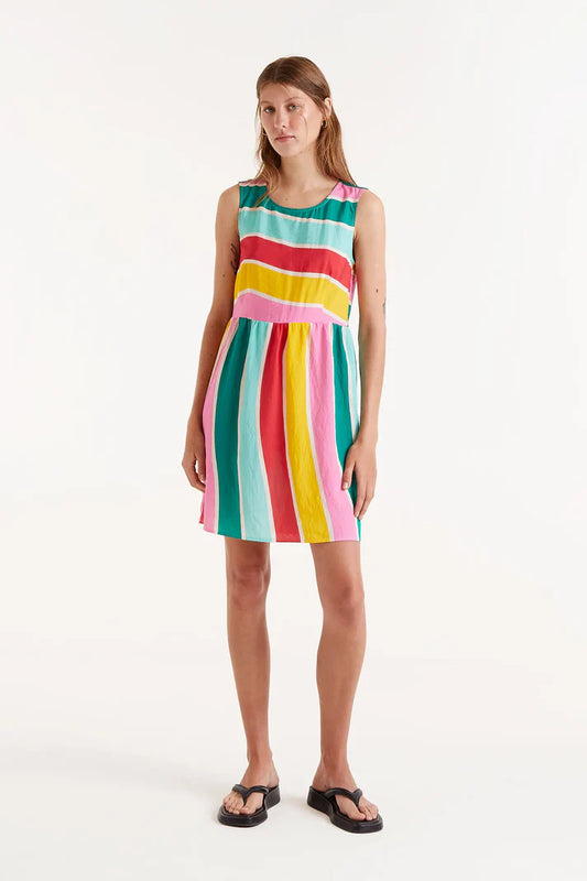 COMPANIA FANTASTICA COLOR WAVE STRIPED DRESS - MULTI