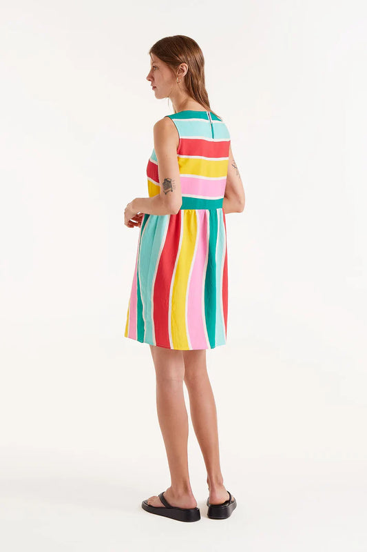 COMPANIA FANTASTICA COLOR WAVE STRIPED DRESS - MULTI