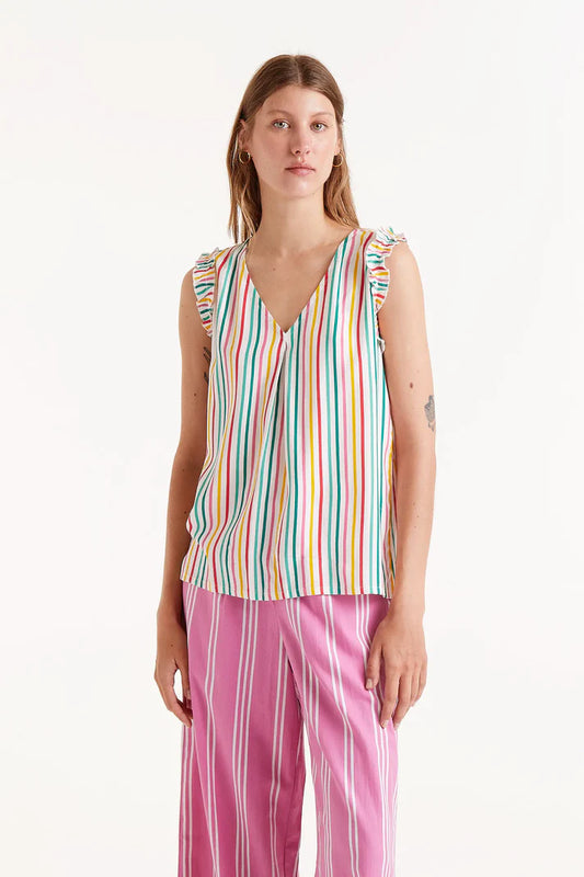 COMPANIA FANTASTICA STRIPED PRINT TOP - MULTI