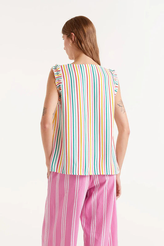 COMPANIA FANTASTICA STRIPED PRINT TOP - MULTI