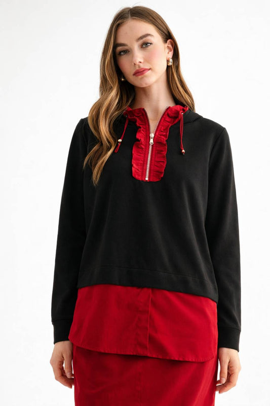 JOH KAYLEE TOP - BLACK AND RED
