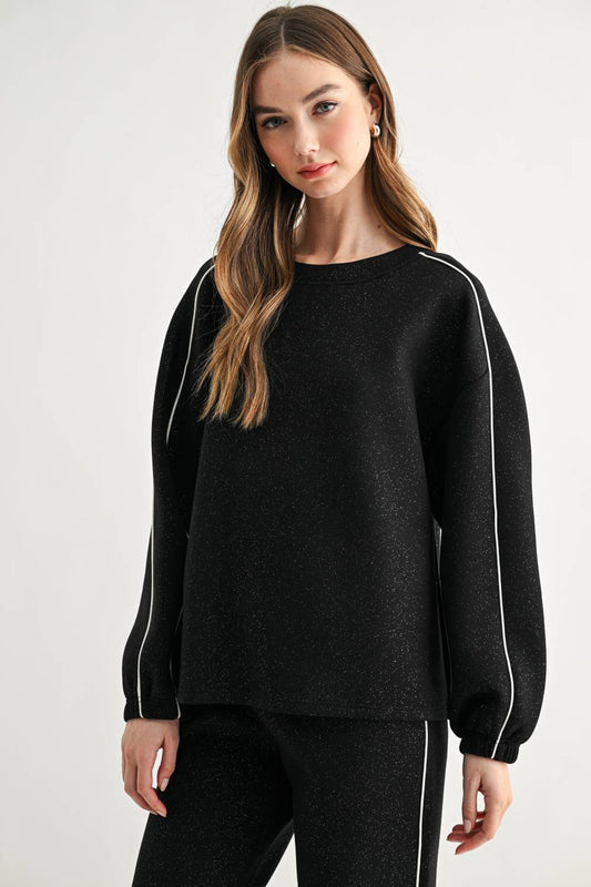 JOH FLORIANE TOP - BLACK GLITTER