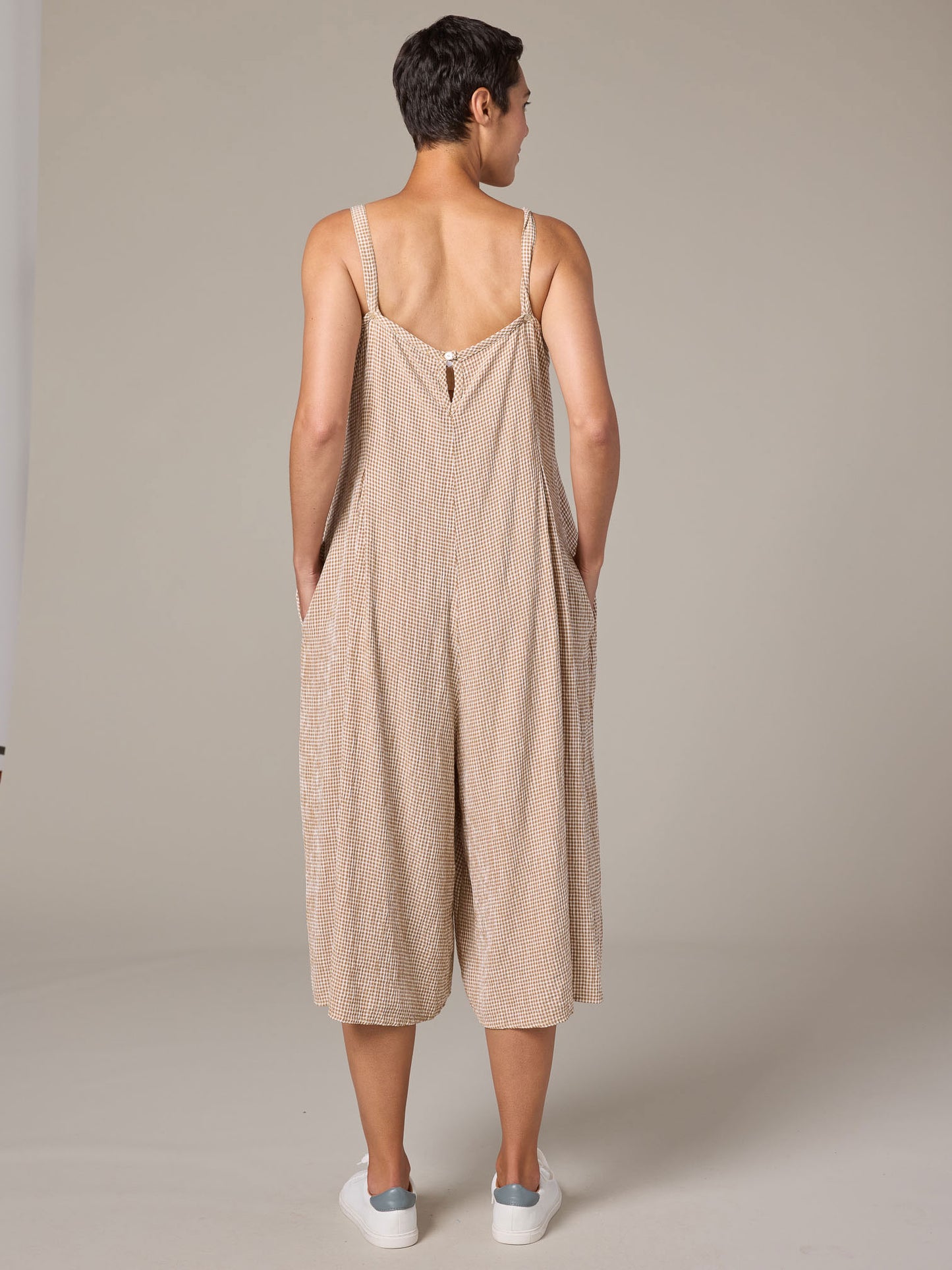 CUT LOOSE CROPPED JUMPSUIT - TAN, TEAL