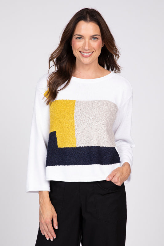 OLIVIA JIGSAW SWEATER - PEAR