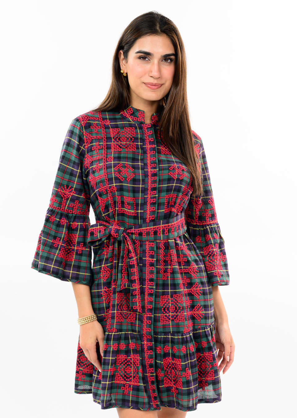 UNCLE FRANK TARTAN CROSS STITCH - GREEN MULTI