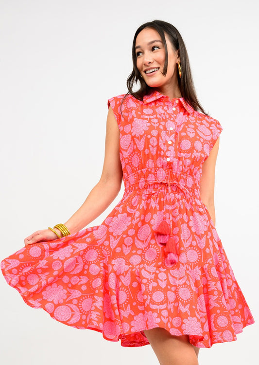 UNCLE FRANK DRESS - RED MULTI