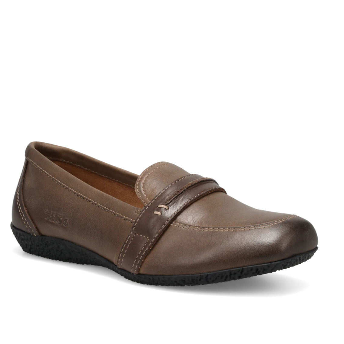 Brown loafer shoe on a white background