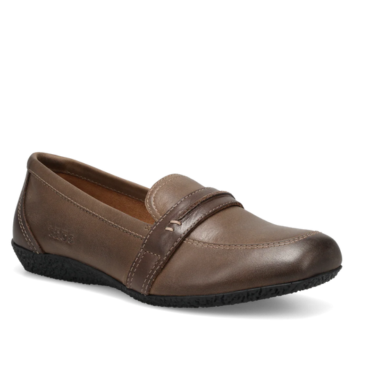 Brown loafer shoe on a white background