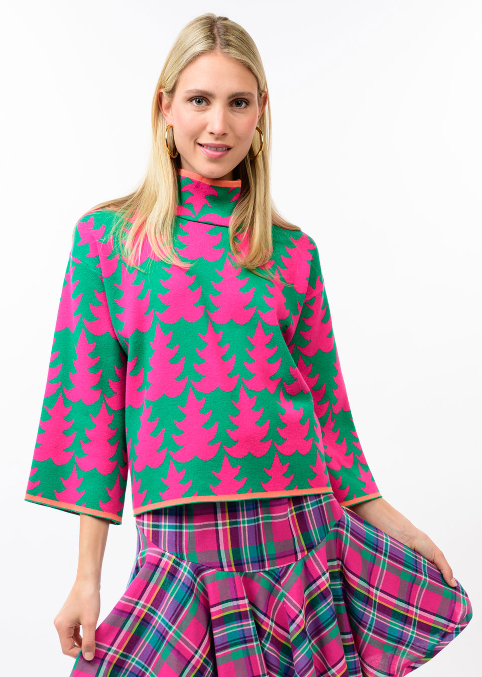 IVY JANE TREE SWEATER - GREEN MULTI