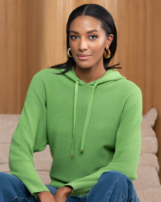 ALISON SHERI SWEATER W/ HOOD - GREEN