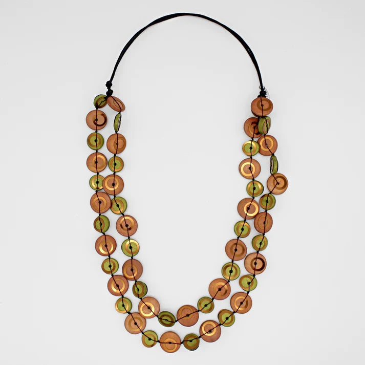SYLCA BOBBIE DOUBLE STRAND NECKLACE - RUST RED - BP23N46RUS