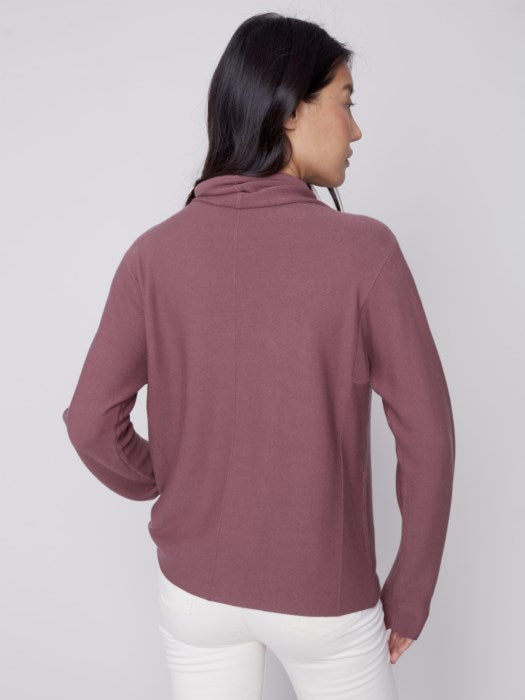 CHARLIE B FUNNEL NECK SWEATER  - BERRY PINK - C2419R348B263