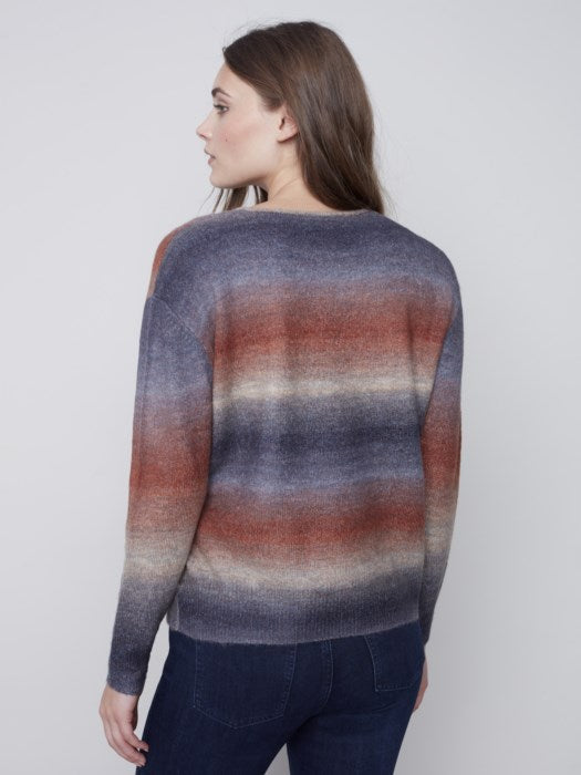 CHARLIE B OMBRE WRAP SWEATER - RED MULTI - C2608752BP524