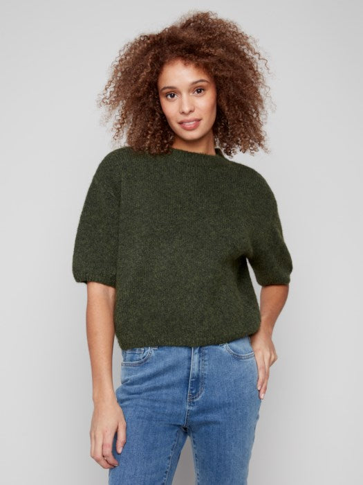 CHARLIE B ELBOW-SLEEVE BALLOON SWEATER - GREEN