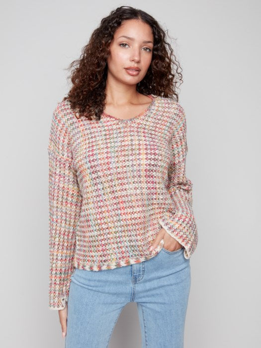 CHARLIE B NOVELTY YARN SWEATER - MULTI