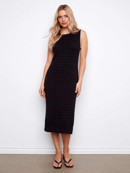 CHARLIE B SLEEVELESS SWEATER DRESS - BLACK