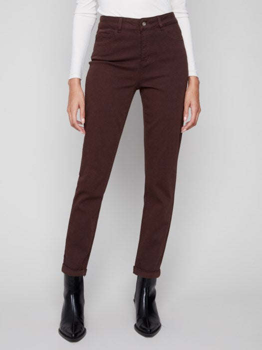 CHARLIE B CUFFED HEM 5 POCKET JEAN - MOCHA
