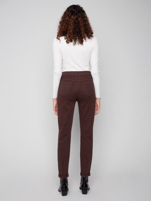 CHARLIE B CUFFED HEM 5 POCKET JEAN - MOCHA